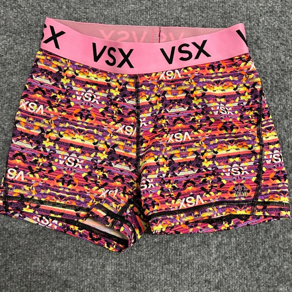 VSX Sport Shorts Womens Size S Multicolor Geometric Logo Print Athletic Running